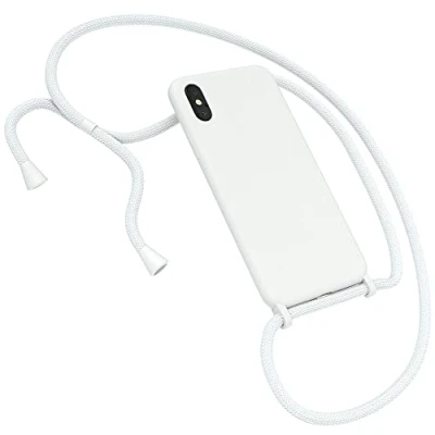 Abbildung von EAZY CASE Premium Silikon Handykette kompatibel mit iPhone X/XS Handyhülle Umhängeband, Handykordel Schutzhülle, Silikonhülle, Hülle Band, Kette für Smartphone, Weiß