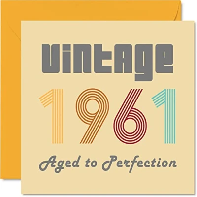 Abbildung von Geburtstagskarten zum 63. Geburtstag für Männer und Frauen Vintage 1961 Aged To Perfection 63 Lustig Sie Ihn 145 mm x Glückwunschkarten