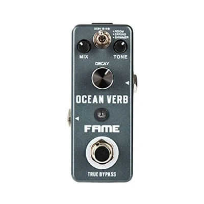 Abbildung von Fame Ocean Verb, Reverb Effekt für Gitarren, 3 Hall Modi (Room, Spring, Shimmer), Decay, Tone und Mix Regler, True Bypass, Kompaktes Metallgehäuse