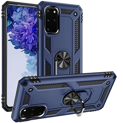 Abbildung von Verco Hybrid Armor Shiel Case für Samsung Galaxy S20 Plus Hülle, extrem robust mit Magnet Fingerring Halter Handyhülle S20+ 5G Panzerhülle, Blau