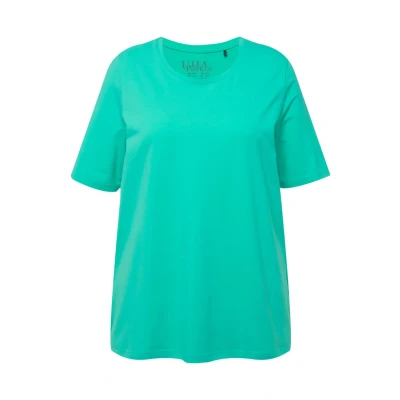 Abbildung von Ulla Popken Rundhalsausschnitt Halbarm Tshirt basic, Damen, Größe: 50/52, Turquoise green
