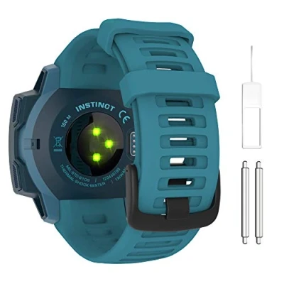 Abbildung von MoKo Armband Kompatibel mit Garmin Instinct/Instinct Solar/Tactical/Instinct 2 GPS Smartwatch, Weiches Silikon Uhrenarmband Sport Ersatzarmband Wechselarmband, Türkisblau