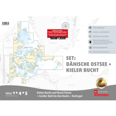 Abbildung von Sportbootkarten Satz 1, 4 und 5 Set: Dänische Ostsee Kieler Bucht (Ausgabe 2024)