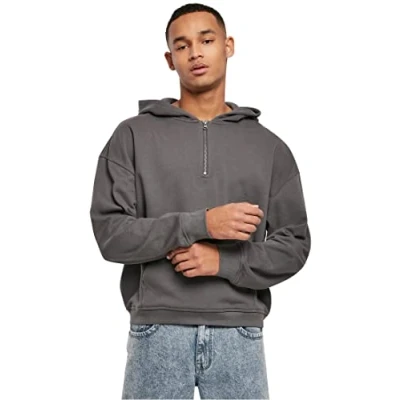Abbildung von Urban Classics Boxy Zip Kapuzenpullover, Herren, Größe: 4XL, Darkshadow