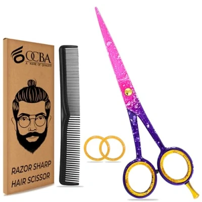 Abbildung von Friseurschere OCBA Professionelles 6&#039; Haarschneideschere &amp; Haarschere Perfektes Design für Friseure Salons Männer und Frauen (6 Zoll Lila)