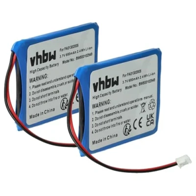 Abbildung von vhbw 2X Akku kompatibel mit Ascom 660177, 9D41, D41 schnurlos Festnetz Telefon (650mAh, 3,7V, Li Ion)