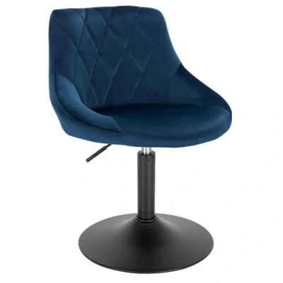 Abbildung von WOLTU Verstellbarer Sitzhocker Stuhl Arbeitshocker Bürohocker Schminkhocker mit Rückenlehne aus Samt und Metall höhenverstellbar drehbar, Sitz 42 58 cm Hoch, Blau, BH242bl 1