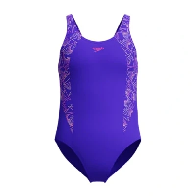 Abbildung von Speedo Mädchen HyperBoom Splice Muscleback Badeanzug Schwimmtraining Chlorbeständig Schwimmbekleidung, Indigo Glow, 5 6