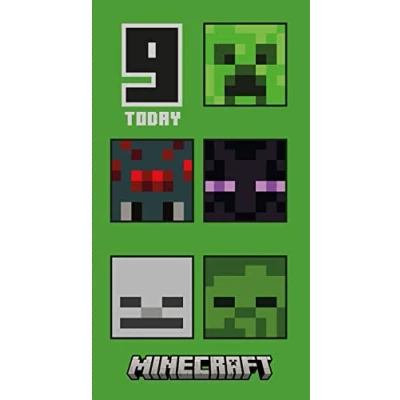 Abbildung von Danilo Promotions Limited Minecraft Geburtstagskarte zum 9. Geburtstag, klimafreundlich, recycelbar, offiziell lizenzierte Geburtstagskarte, mehrfarbig, 210 x 290 mm