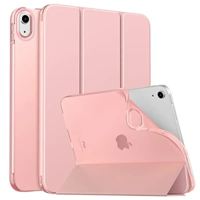 Abbildung von MoKo Hülle für Neu iPad 10. Generation 2022, 10,9 Zoll TPU Transluzent Rückseite Cover mit Ständer und Auto Schlaf/Aufwach Funktion Tablet Hüllen Schutzhülle, Rosagold