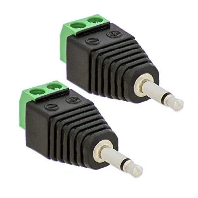 Abbildung von E.T 2X Klinken Stecker 3,5 mm Adapter Mono &gt; Terminal Block 2 Pin Kabel Schraub Klemmen