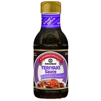 Abbildung von Kikkoman Teriyaki Sauce mit geröstetem Knoblauch 3x 250ml Glasflasche
