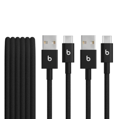 Abbildung von Beats USB A auf C Gewebtes Kabel, schnelles Laden, langlebiges und verwicklungsfreies Design, Kompatibles Ladegerät für Apple Android basierte Produkte (1,5 m) Blitz Rot