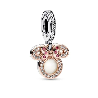 Abbildung von Pandora Disney Minnie Mouse MUM Double Dangle Charm, Damen, Größe: One Size, Sterling silver and rose gold plated