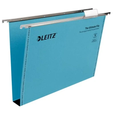 Abbildung von Leitz Ultimate Hängemappe recycelt mit Reitern und Etiketten 30 mm Folio Format 50 Stück blau