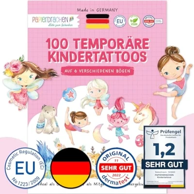 Abbildung von Papierdrachen Kindertattoo 100 hautfreundliche Kindertattoos, 100% vegan, geprüft &amp; made in Germany