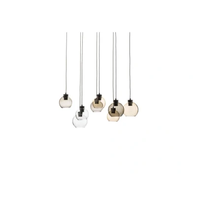 Abbildung von Hängeleuchte Cubus, 85 cm, 8 flammig, klar/honig/braun, Glas