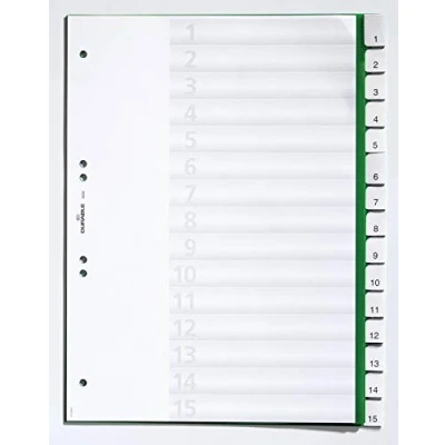 Abbildung von Durable Register aus Kunststoff, mit blanko Taben, 15 teilig, grün, 622205