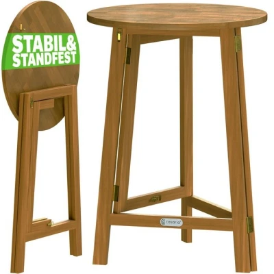Abbildung von Casaria Stehtisch Akazie (1 St), Hartholz Klappbar 110cm Hoch Ø80 cm Rund Rustikal Indoor Outdoor