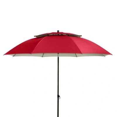 Abbildung von Doppler Sonnenschirm 200cm in rot I Für Strand sowie Balkon &amp; Terrasse Schirm höhenverstellbar Mit UV Schutz knickbar Freibad Strandschirm