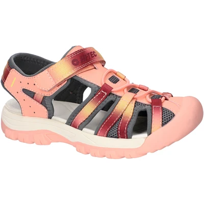Abbildung von HI TEC JACK Unisex Trekkingsandale für Kinder, Größe: 29, Peach pink/persian red/light yellow/mid grey Schuhe