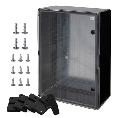 Abbildung von BOXEXPERT ABS Kunststoff Gehäuse, IP65, Wandschrank, Industriegehäuse, Leergehäuse, 700x500x250mm, schwarz, transparent, Montageplatte, Verriegelung, Gehäuse der Serie Fleet