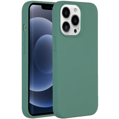 Abbildung von Apple iPhone 13 Pro Hülle Silikon Accezz Soft Case/Backcover Handyhülle Dunkelgrün