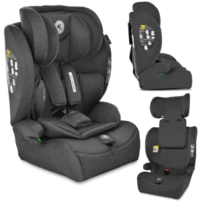 Abbildung von Lorelli Auto Kindersitz 9 36kg Adventure i Size 76 150 cm, mitwachsender Autositz für Kinder, Babysitz, Autokindersitz, Einstellbare Kopfstütze, 5 Punkt Sicherheitsgurt, schwarz