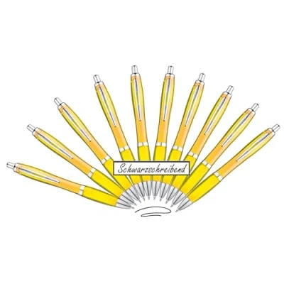 Abbildung von Libetui Set 10 Kugelschreiber ergonomische gelbe Kulli schwarze Tinte rutschfeste Griffzone Großraumine Schwarz Druckkugelschreiber schwarzschreibend Kulis 10er Gelb