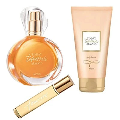 Abbildung von Avon 3er Set TTA Tomorrow Serie Eau de Parfum 50ml, Bodylotion 150ml, Taschenspray 10ml, für Damen neue Edition