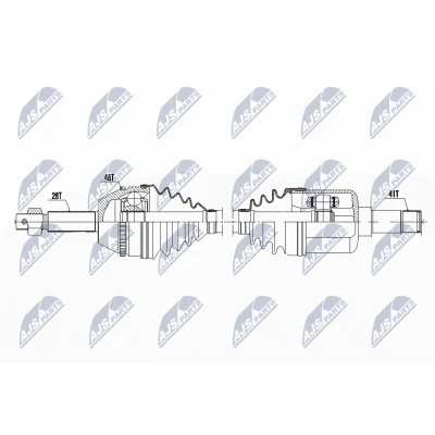 Abbildung von NTY NPW FR 062 Antriebswelle Vorderachse links 755 Schaltgetriebe 6 Gang FORD: Transit Mk6 Kastenwagen, Bus