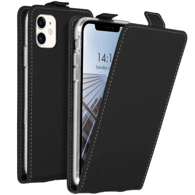 Abbildung von Apple iPhone 11 Hülle Kunstleder Accezz Flip Case Handyhülle Schwarz