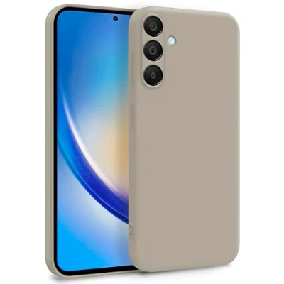 Abbildung von MyGadget Hülle für Samsung Galaxy A35 5G Zweilagige Handyhülle mit Kameraschutz Cover Innenfutter &amp; Silikon außen Grau