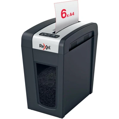 Abbildung von Rexel Aktenvernichter Secure MC6 SL Slimline Whisper Shred™, Mikroschnitt, 7 6 Blatt A4 (70 80 g/m²) Kapazität, Sicherheitsstufe P5, 18L Abfallbehälter, sehr leise &amp; kompakt, für zu Hause, 2020133EU