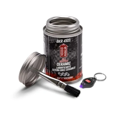 Abbildung von Errecom 1000 Miglia BKR 4103 All WEATHER Fahrradkette KERAMIK Schmiermittel für jede Straßenbedingung 120ml, fluoreszierende und duftende Formel, In One Dose mit Pinsel enthalten