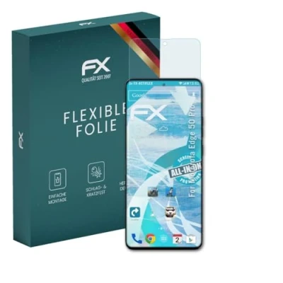 Abbildung von atFoliX Schutzfolie kompatibel mit Motorola Edge 50 Pro Folie, ultraklare und flexible FX Displayschutzfolie (3X)