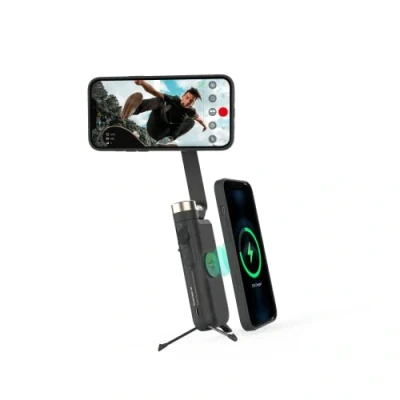 Abbildung von PowerVision S1, Gimbal Smartphone,3 Achsen Telefonstabilisator mit eingebautes Stativ, kabelloser Powerbank und AI Tracking von Gesichtern, für Vlogging oder TikTok (Explorer Kit, Schwarz)