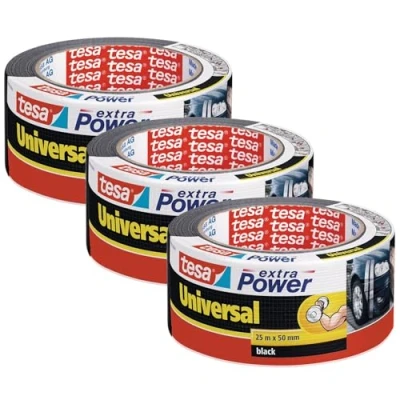 Abbildung von tesa extra Power® UNIVERSAL 56388 Textilklebeband Schwarz (L x B) 25 m 50 mm 3 Stück