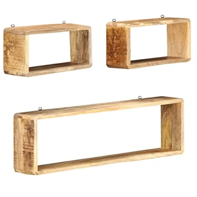 Abbildung von vidaXL Regal 3 tlg. Würfel Wandregal Set Massivholz Mango, 1