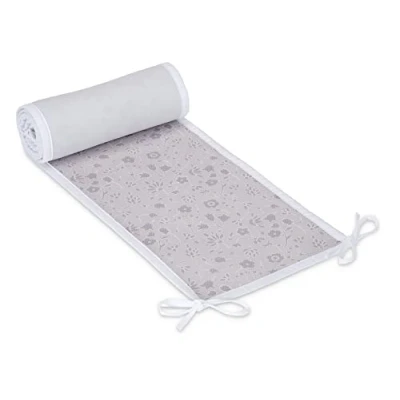 Abbildung von FabiMax Nestchen/Bettumrandung aus atmungsaktivem Netzstoff, 190 cm (50/90/50) für Beistellbett Basic, graue Blümchen