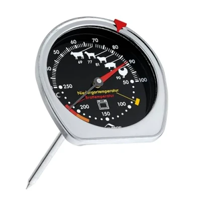 Abbildung von Küchenprofi Braten / Ofenthermometer, Kombi Thermometer Ofen/Gartemperatur gleichzeitig, Gar Temperatur Anzeige für verschiedene Fleischsorten, Messfühler 11,5 cm, Edelstahl rostfrei