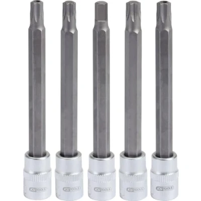 Abbildung von KS TOOLS 140.2300 Steckschlüsseleinsatz Set Torx, mit Stirnlochbohrung Chrom Vanadium Stahl 1/4 Vierkant