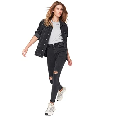 Abbildung von Trendyol Damen Herren Hoher Bund Skinny Jeans, Schwarz, 34 EU