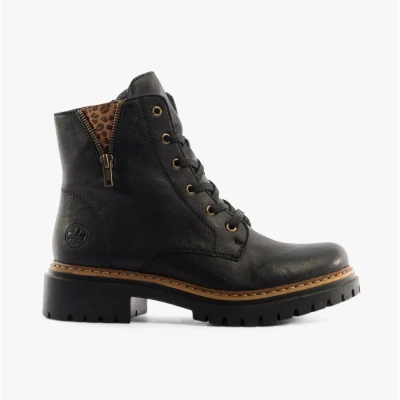 Abbildung von Rieker Damen Schnürstiefeletten 72617, Frauen Stiefeletten,schnürboots,reißverschluss,Boots,Stiefel,Bootee,Booties,schwarz (00),40 EU / 6.5 UK