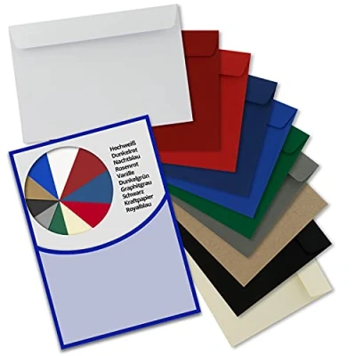 Abbildung von NEUSER PAPIER 100 Briefumschläge Farbenmix Paket 3 DIN C5 Kuverts 16,2 x 22,9 cm mit Haftklebung ohne Fenster für Gruß Karten &amp; Einladungen Serie FarbenFroh