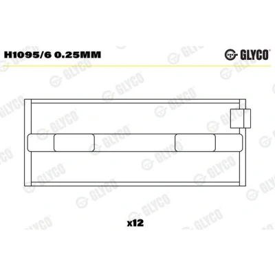 Abbildung von GLYCO H1095/6 0.25mm Kurbelwellenlager FIAT: BRAVO 1, Coupe, LANCIA: Thesis, ALFA ROMEO: 156 Limousine