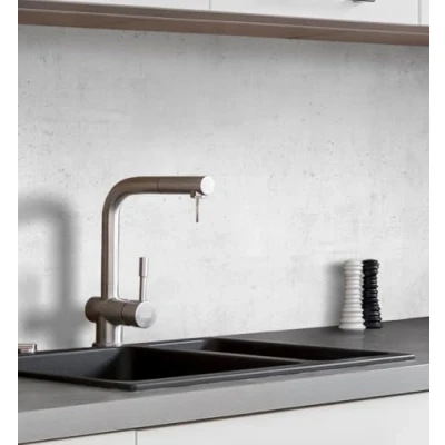 Abbildung von MyMaxxi Selbstklebende Küchenrückwand Folie ohne Bohren Motiv Beton Grau 60cm hoch Klebefolie Wandbild Küche Wand Deko Graue Betonstruktur Betonoberfläche Rissig 80 x