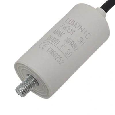 Abbildung von Lumonic Anlaufkondensator mit Kabel 25cm I 7µF 450V 30x60mm 7uF Motorkondensator Kunststoffgehäuse Betriebskondensator für Pumpen, Rasen