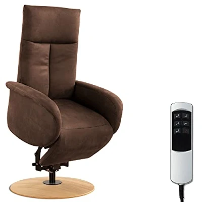 Abbildung von CAVADORE TV Sessel Juba / Fernsehsessel mit Aufstehhilfe + elektrisch verstellbarer Relaxfunktion 2 E Motoren 75 x 112 82 Lederoptik, Dunkelbraun