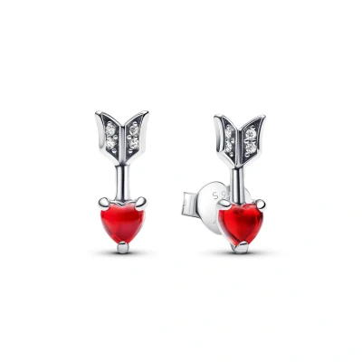 Abbildung von Pandora Moments Pfeil &amp; Murano Glas Herz Ohrstecker aus Sterling Silber mit Zirkonia, 293668C01